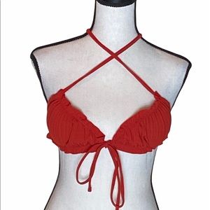 Shein Bikini Top in an Orange/ Red color. Size M.